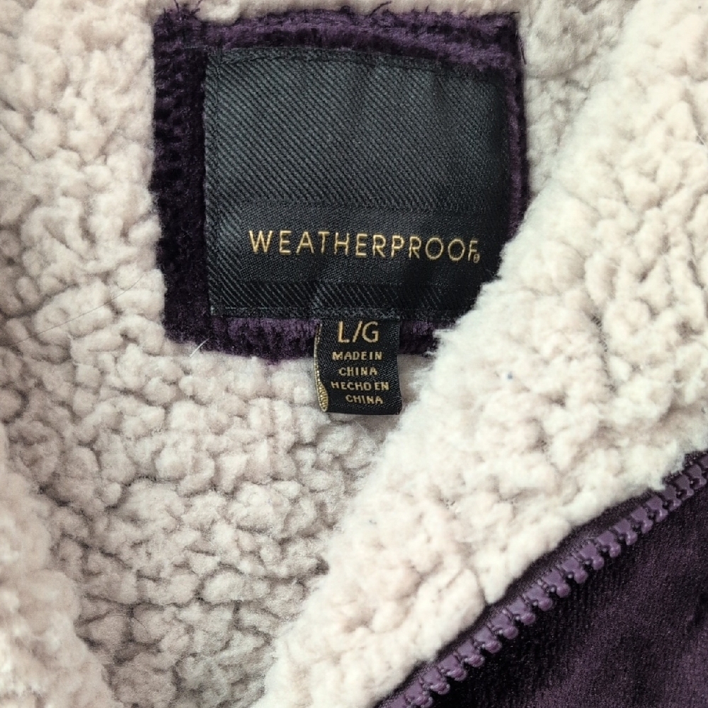 Weatherproof Purple and Cream Puffer Jacket with Sherpa Lining - Picture 2 of 6